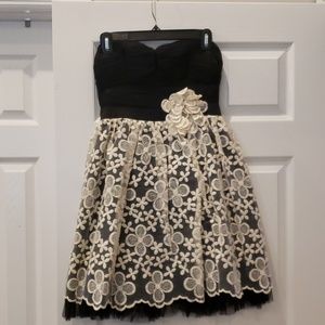 Black and cream cocktail dress